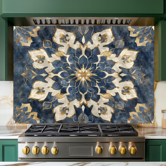 Moroccan Style Tempered Glass Stove Backsplash: Heat Resistant Kitchen Panel