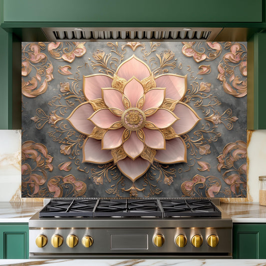 Moroccan Style Glass Backsplash, Artistic Geometric Stove Guard, Heat Resistant Easy Clean Kitchen Art