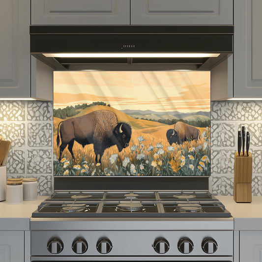 Buffalo Tempered Glass Stove Backsplash: Artistic Kitchen Splashback