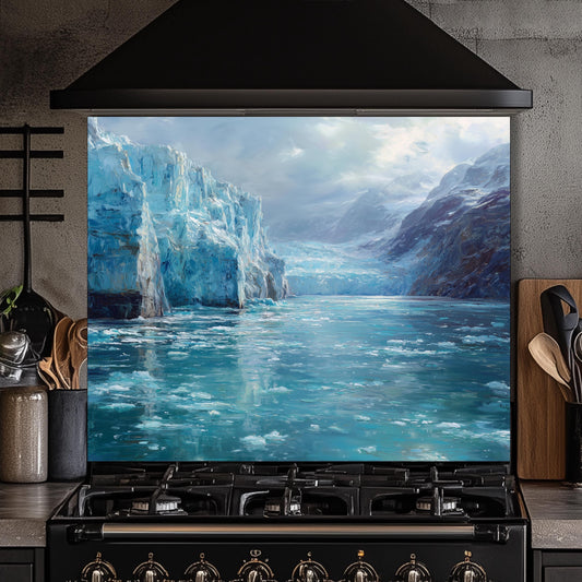 Arctic Glacier Glass Kitchen Backsplash: Tempered Glass Stove Splashback