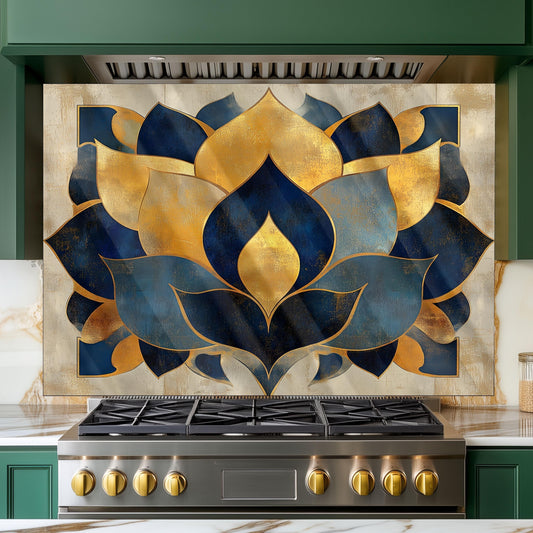 Moroccan Tempered Glass Stove Backsplash: Artistic Kitchen Splashback