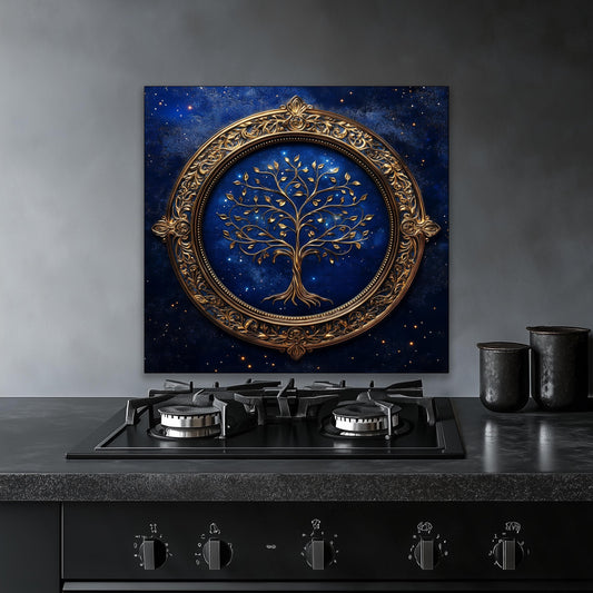Ornate Glass Stove Backsplash