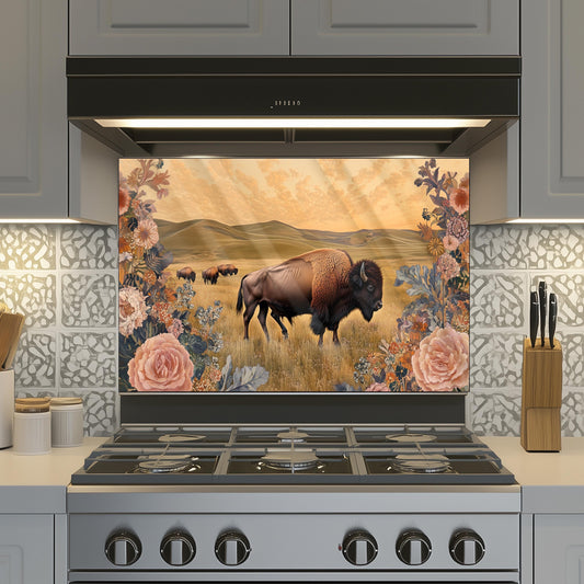 Bison Tempered Glass Kitchen Backsplash: Heat Resistant Stove Wall Art