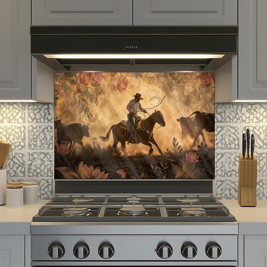 Cowboy Tempered Glass Kitchen Splashback: Heat Resistant Backsplash