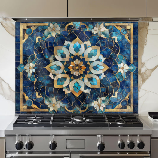 Moroccan Tempered Glass Kitchen Backsplash: Elegant Stove Wall Protection