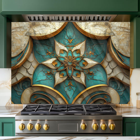 Moroccan Style Tempered Glass Kitchen Backsplash, Exotic Tile Mosaic Art, Custom Size Design