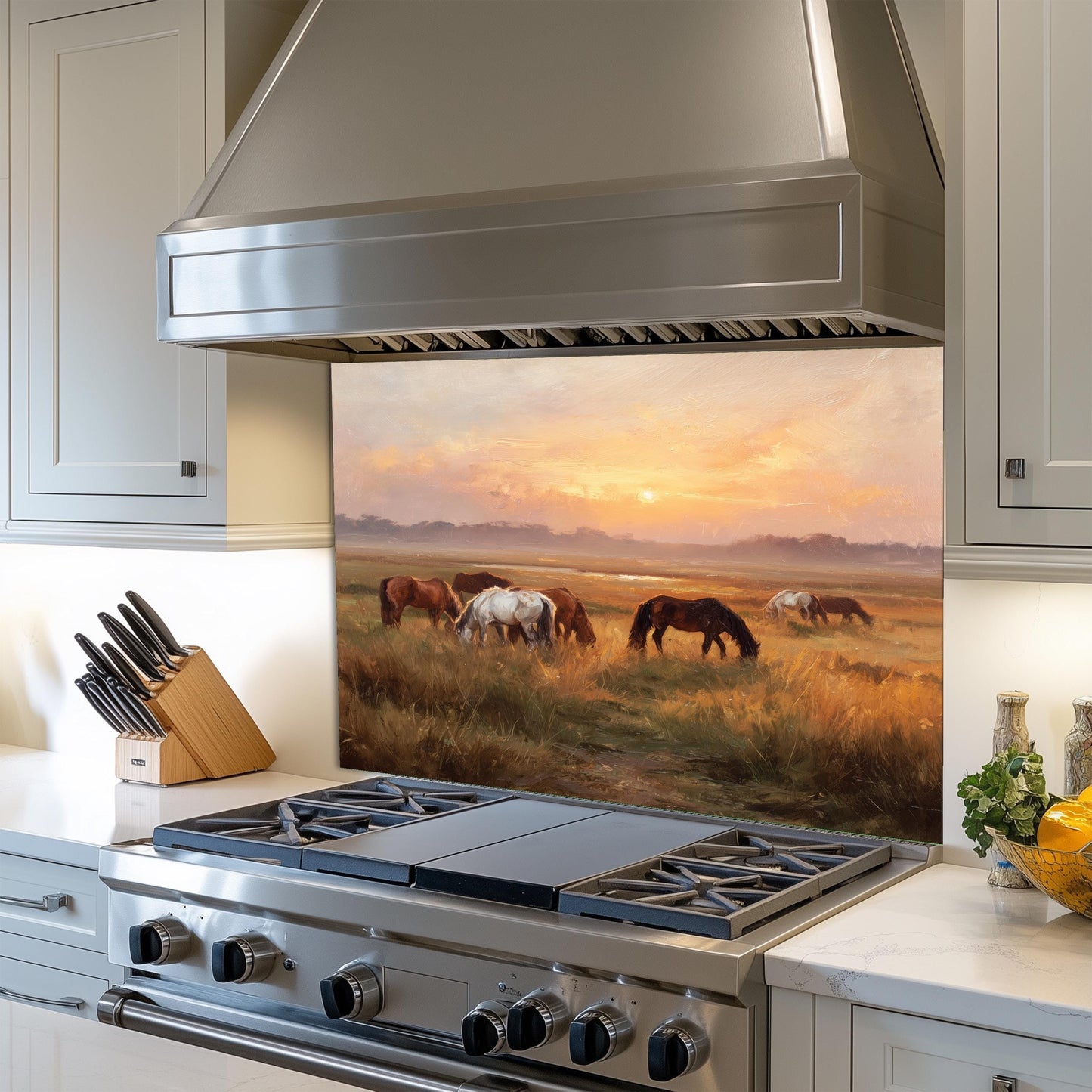Horse Meadow Tempered Glass Backsplash – Farmhouse Kitchen Decor