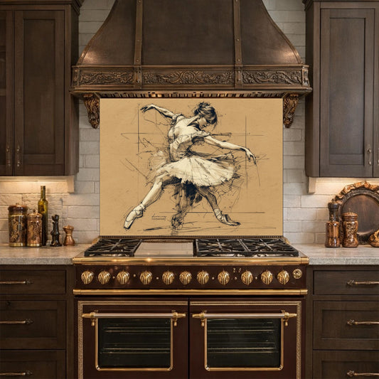 Vintage Seaplane Kitchen Backsplash, Tempered Glass Wall Art, Aviation Sketch Decor