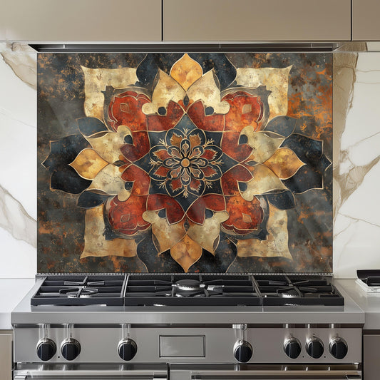 Moroccan Style Pattern Kitchen Backsplash, UV Printed Tempered Glass, Custom Size Design