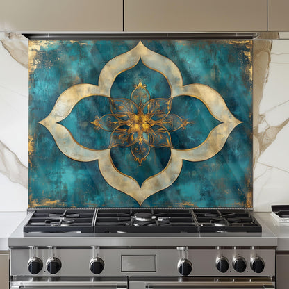 Moroccan Tempered Glass Stove Backsplash: Artistic Kitchen Wall Art