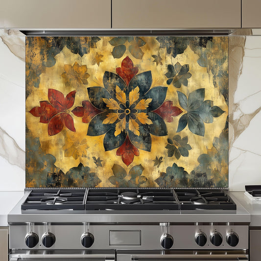 Moroccan Tempered Glass Stove Backsplash Panel, Modern Kitchen Art, Custom Size Design
