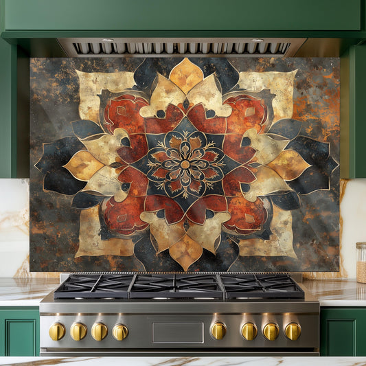 Moroccan Style Pattern Kitchen Backsplash, UV Printed Tempered Glass, Custom Size Design