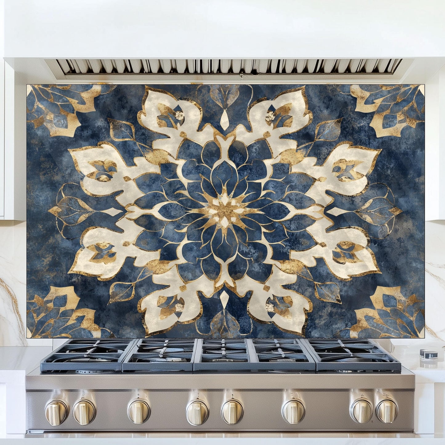 Moroccan Style Tempered Glass Stove Backsplash: Heat Resistant Kitchen Panel