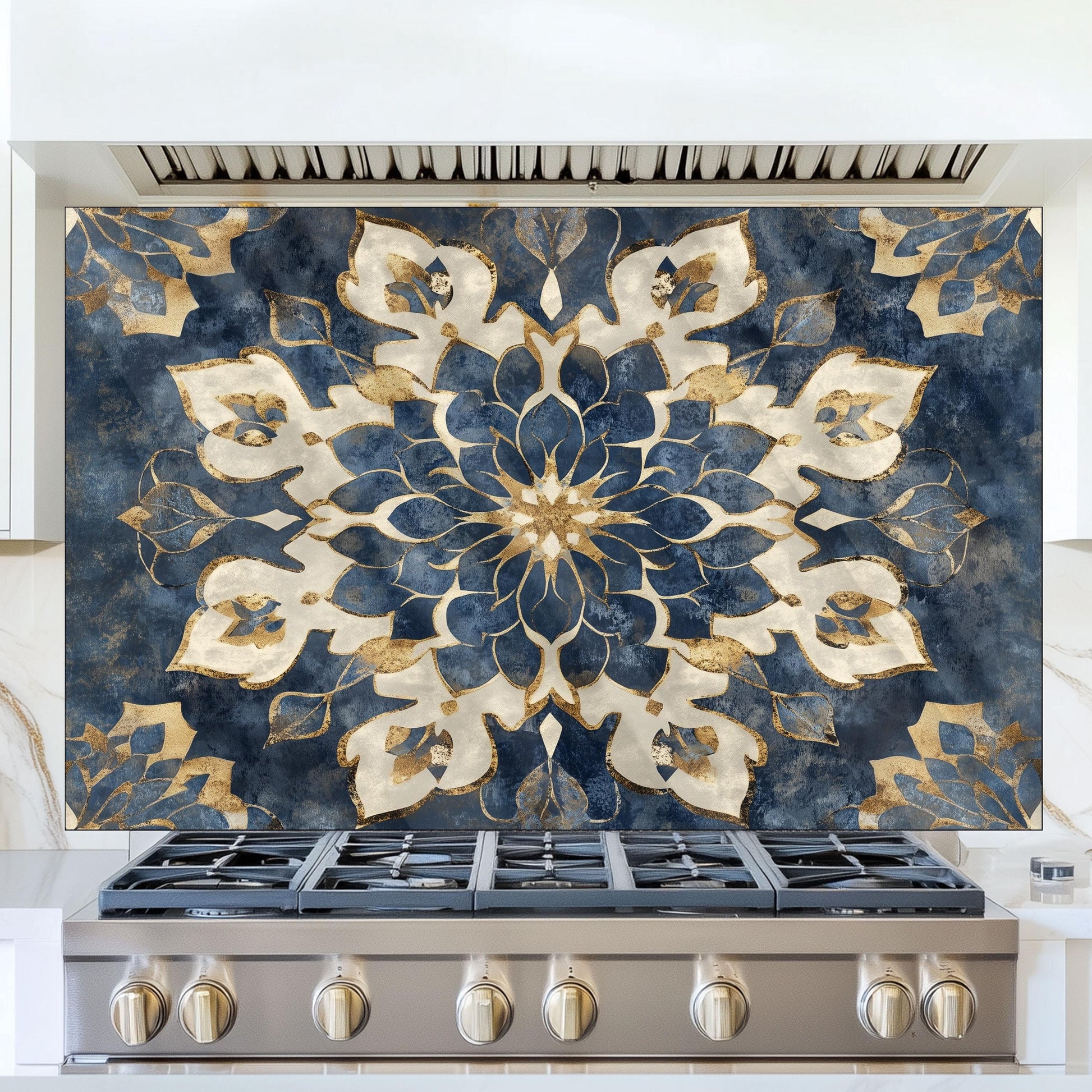 Moroccan Style Tempered Glass Stove Backsplash: Heat Resistant Kitchen Panel