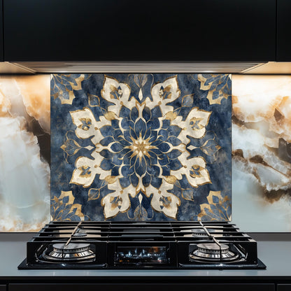 Moroccan Style Tempered Glass Stove Backsplash: Heat Resistant Kitchen Panel