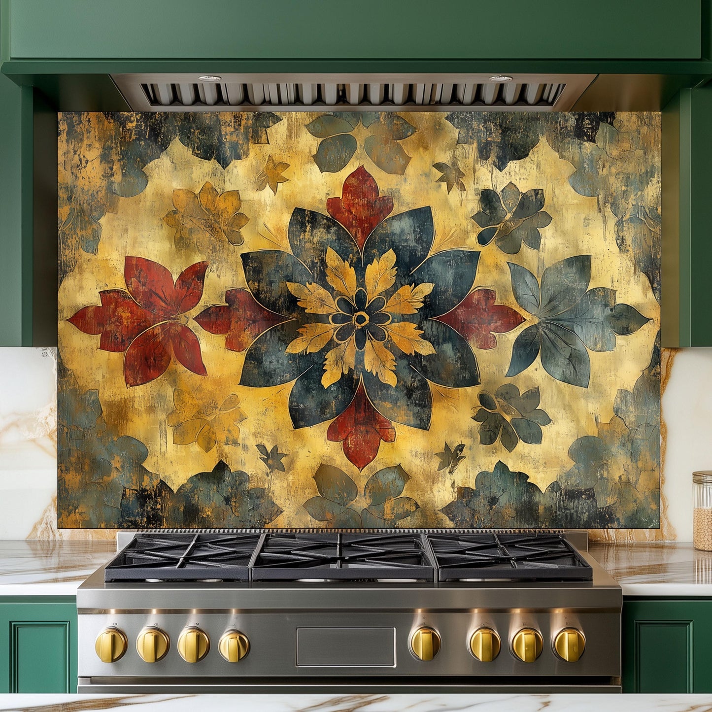 Moroccan Tempered Glass Stove Backsplash Panel, Modern Kitchen Art, Custom Size Design