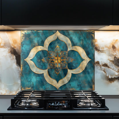 Moroccan Tempered Glass Stove Backsplash: Artistic Kitchen Wall Art