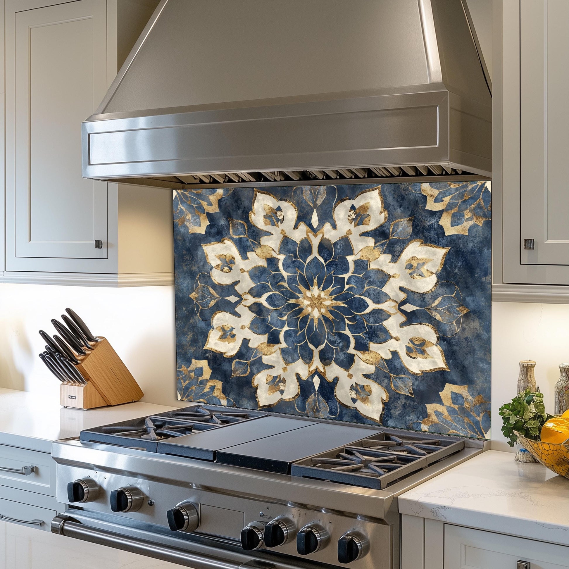Moroccan Style Tempered Glass Stove Backsplash: Heat Resistant Kitchen Panel