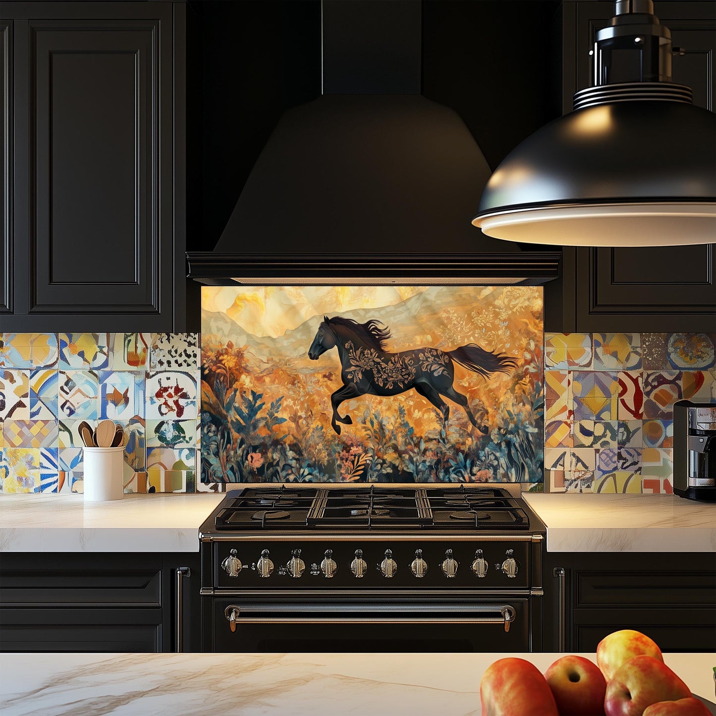 Horse Tempered Glass Kitchen Backsplash: Modern Kitchen Decor