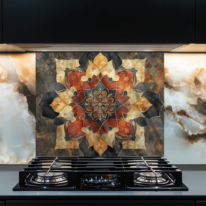 Moroccan Style Pattern Kitchen Backsplash, UV Printed Tempered Glass, Custom Size Design