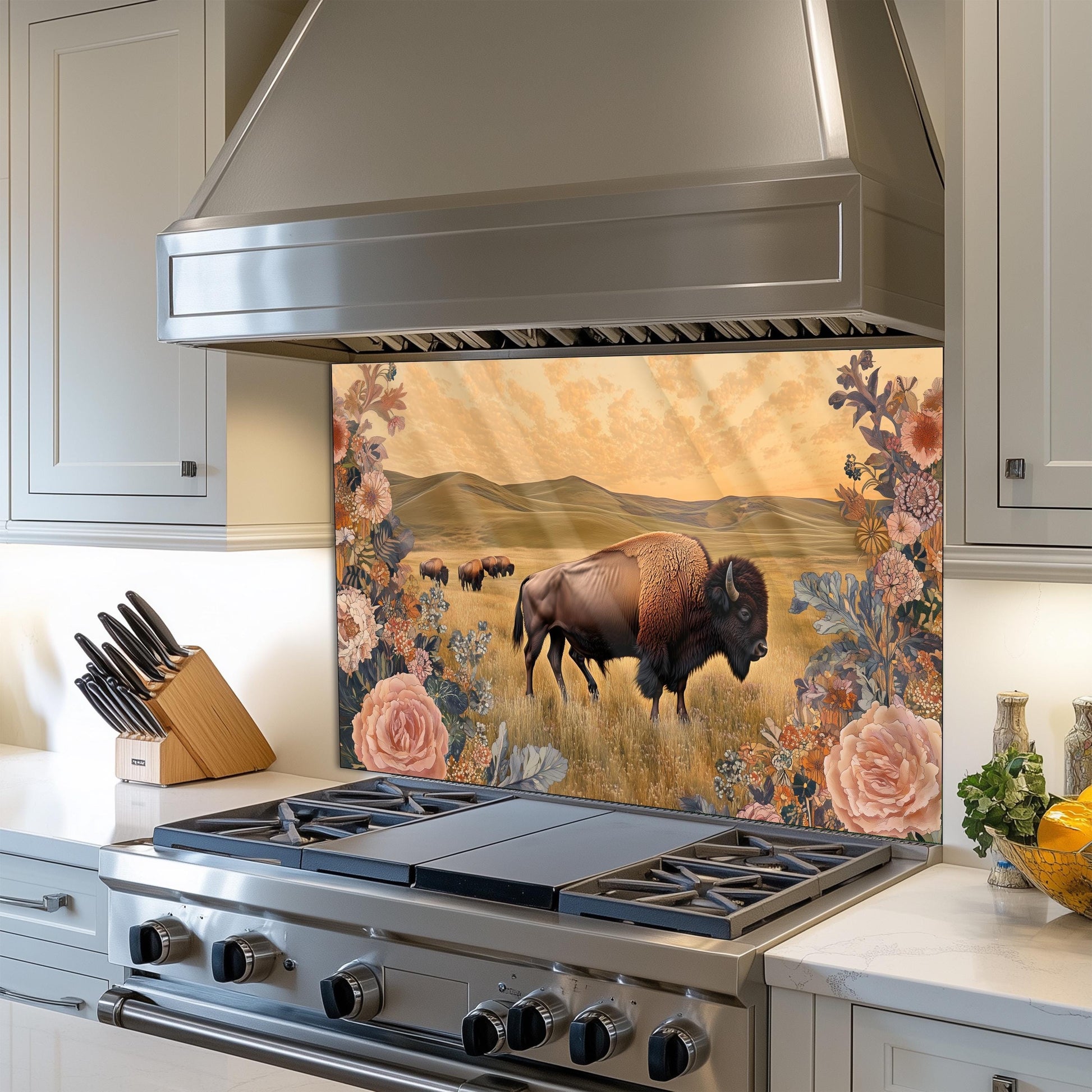 Bison Tempered Glass Kitchen Backsplash: Heat Resistant Stove Wall Art