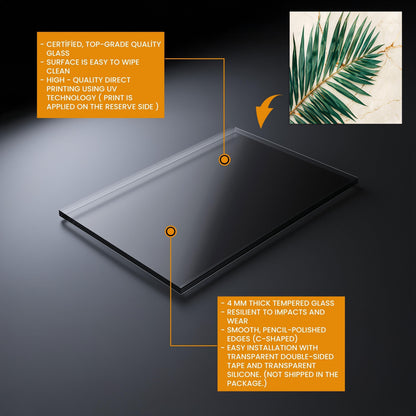 Tropical Palm Leaf Marble Glass Backsplash – Gold Vein Kitchen Wall Panel