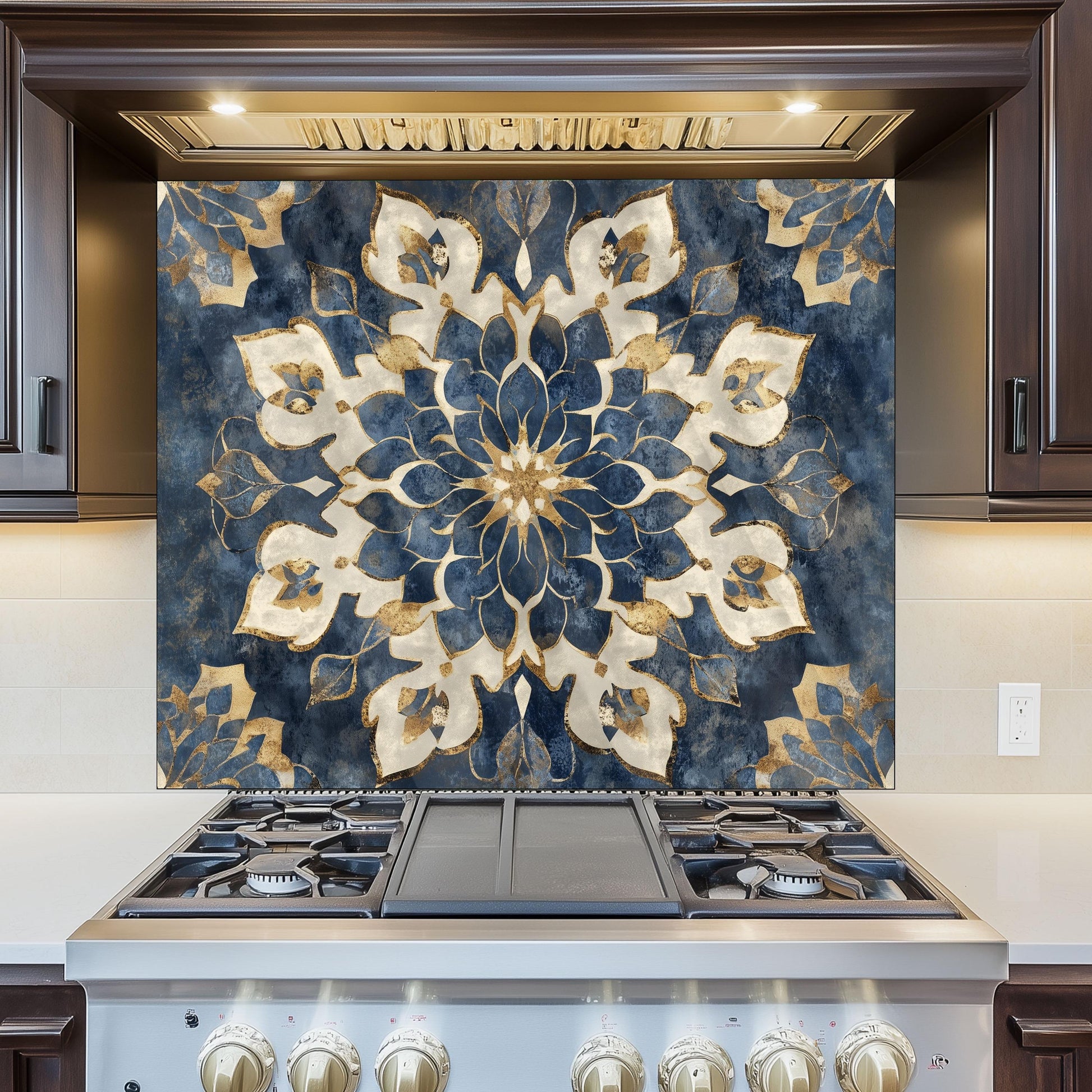 Moroccan Style Tempered Glass Stove Backsplash: Heat Resistant Kitchen Panel