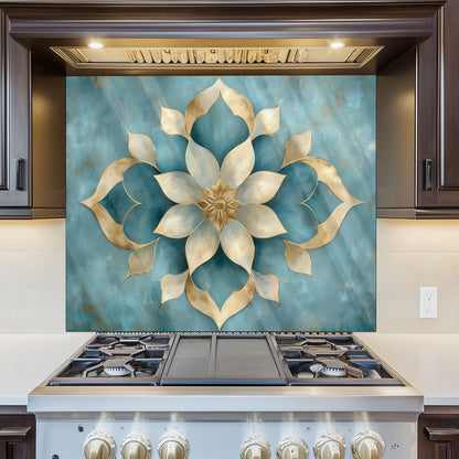 Moroccan Style Glass Backsplash, Geometric Tile Stove Guard, Heat Resistant Easy Clean Kitchen Art
