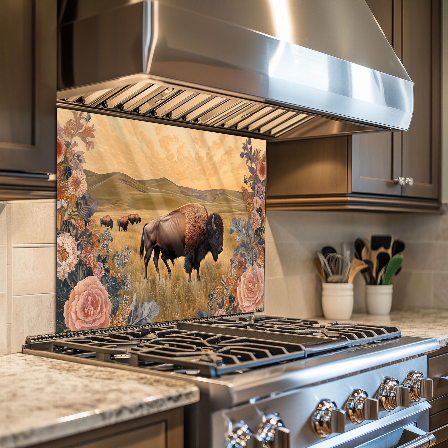 Bison Tempered Glass Kitchen Backsplash: Heat Resistant Stove Wall Art