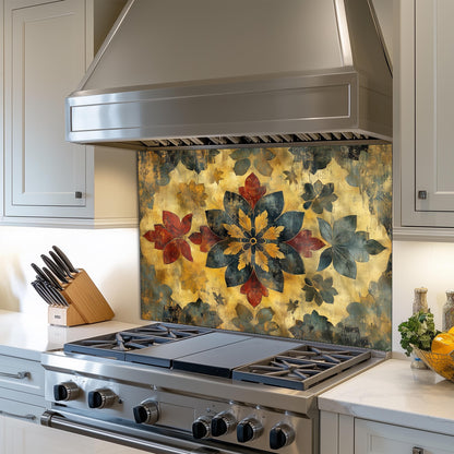 Moroccan Tempered Glass Stove Backsplash Panel, Modern Kitchen Art, Custom Size Design