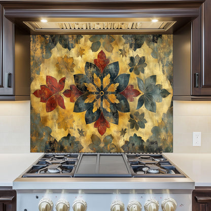 Moroccan Tempered Glass Stove Backsplash Panel, Modern Kitchen Art, Custom Size Design