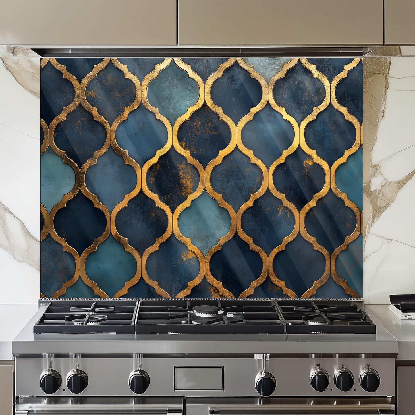 Moroccan Tempered Glass Kitchen Splashback: Heat Resistant Backsplash