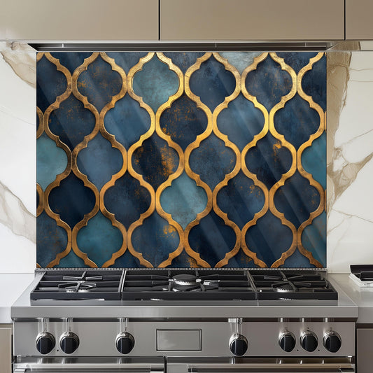 Moroccan Tempered Glass Kitchen Splashback: Heat Resistant Backsplash