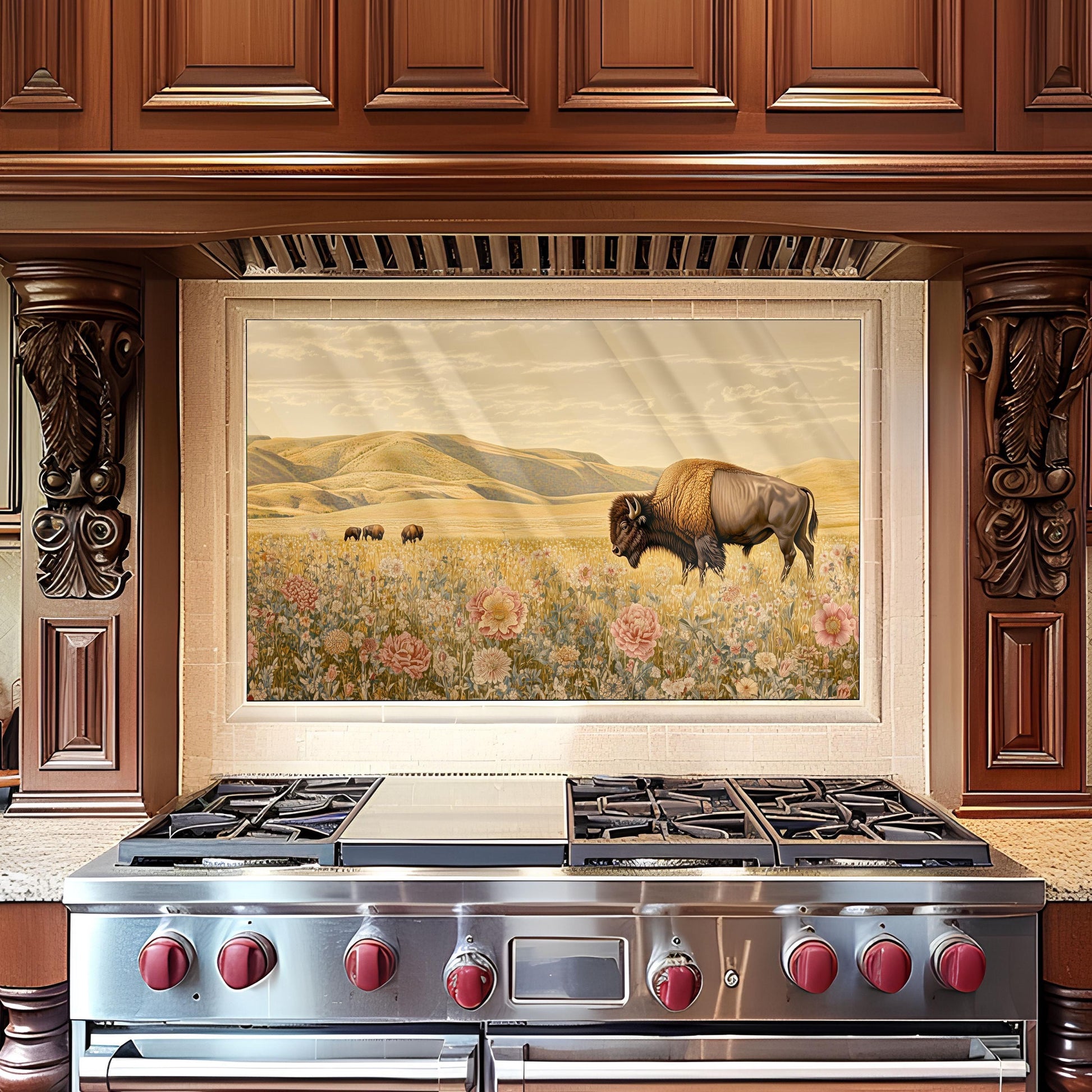 Buffalo Tempered Glass Kitchen Backsplash: Stove Area Wall Art