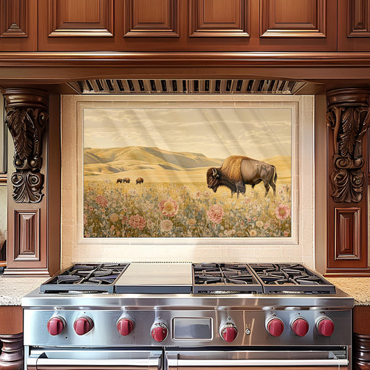 Buffalo Tempered Glass Kitchen Backsplash: Stove Area Wall Art
