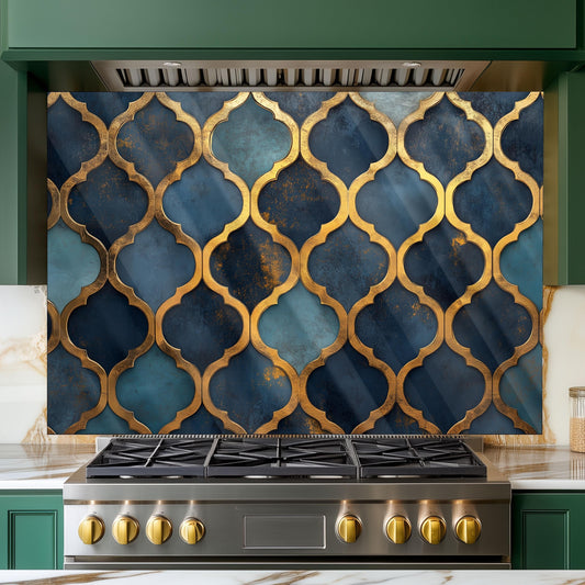 Moroccan Tempered Glass Kitchen Splashback: Heat Resistant Backsplash