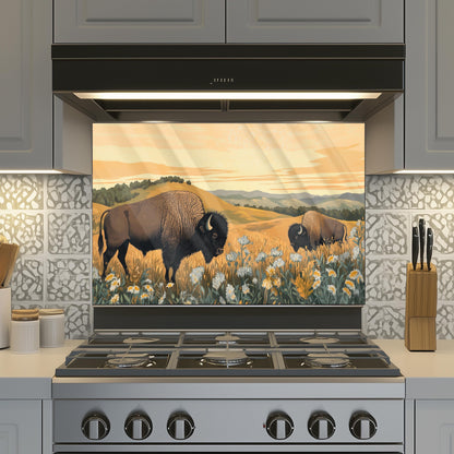 Buffalo Tempered Glass Stove Backsplash: Artistic Kitchen Splashback