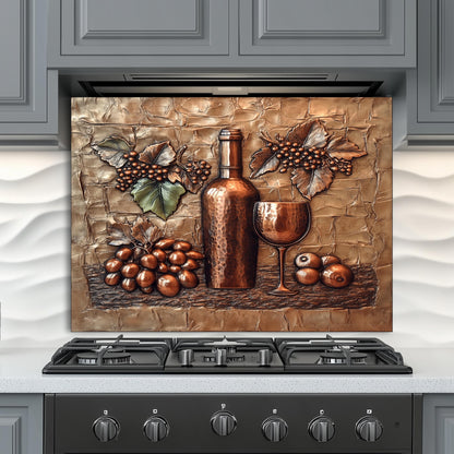 Wine-Themed Tempered Glass Kitchen Backsplash: Modern Art Decor