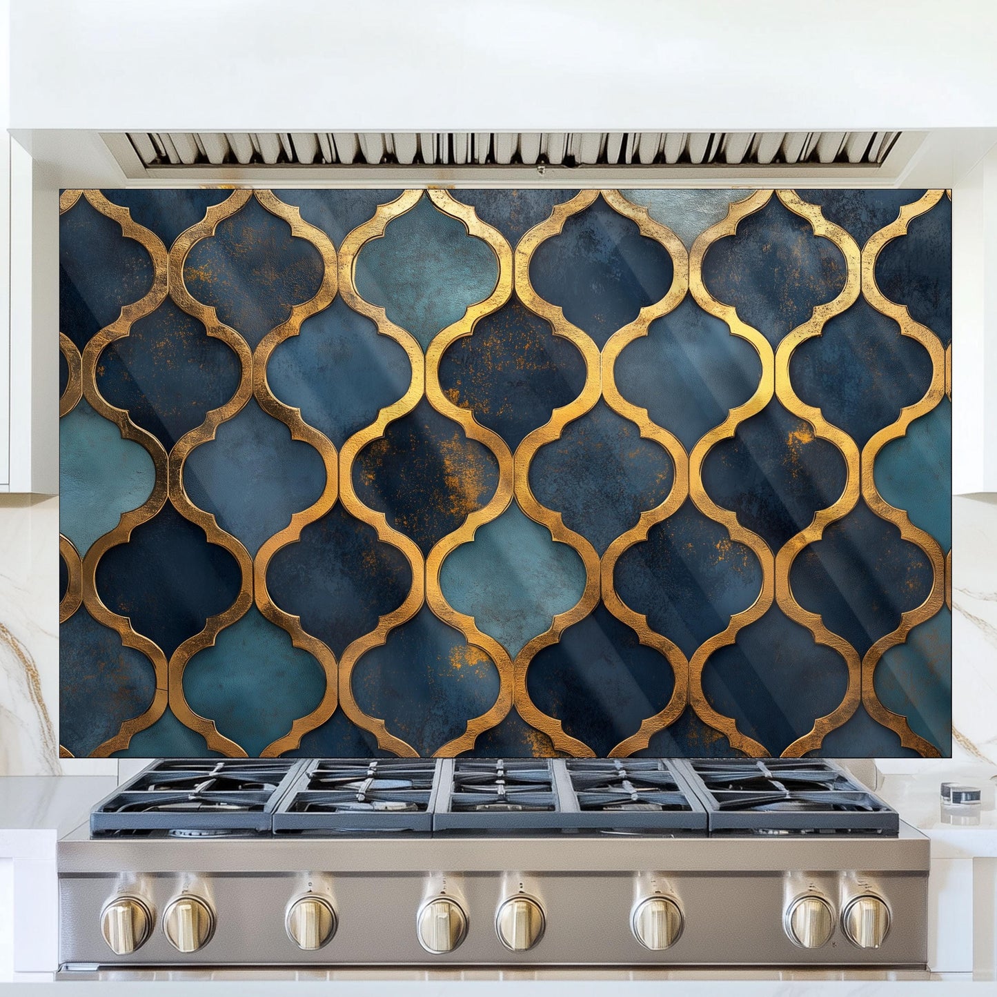 Moroccan Tempered Glass Kitchen Splashback: Heat Resistant Backsplash