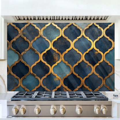 Moroccan Tempered Glass Kitchen Splashback: Heat Resistant Backsplash