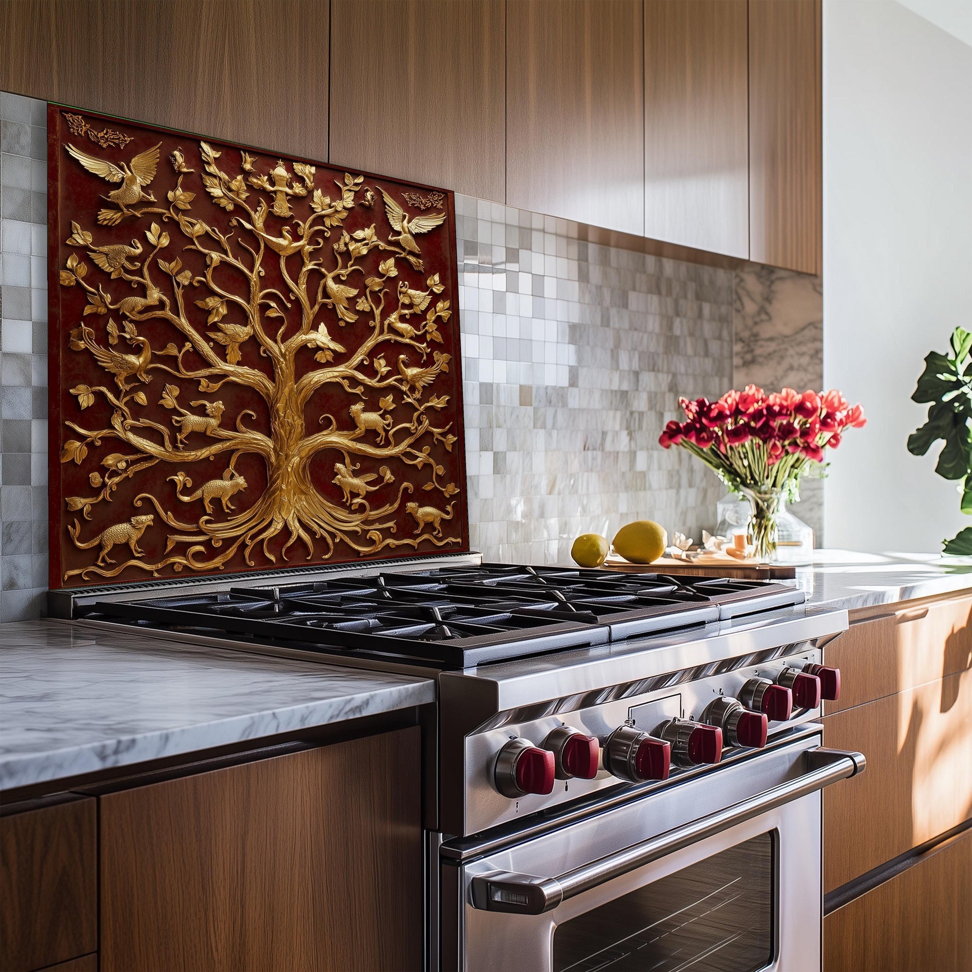 Tempered Glass Stove Backsplash