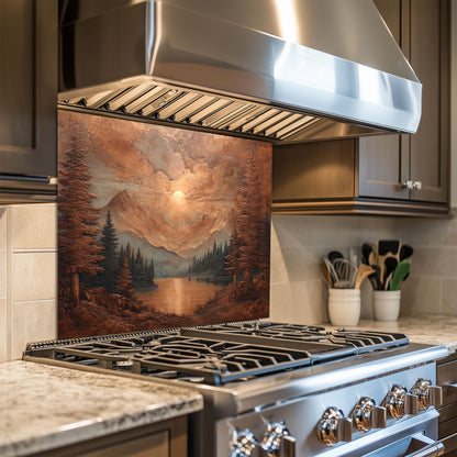 Copper Mountain Landscape Kitchen Backsplash, UV Printed Tempered Glass, Custom Size Design