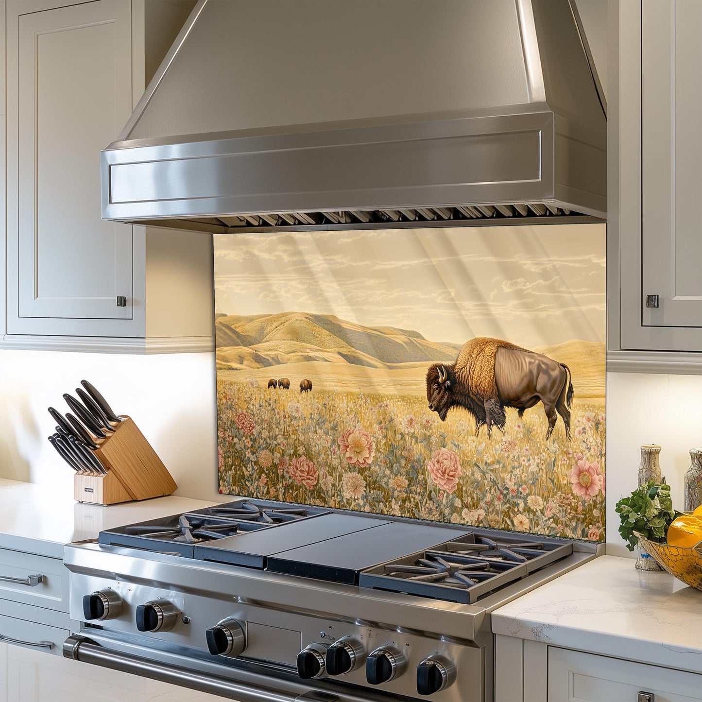 Buffalo Tempered Glass Kitchen Backsplash: Stove Area Wall Art