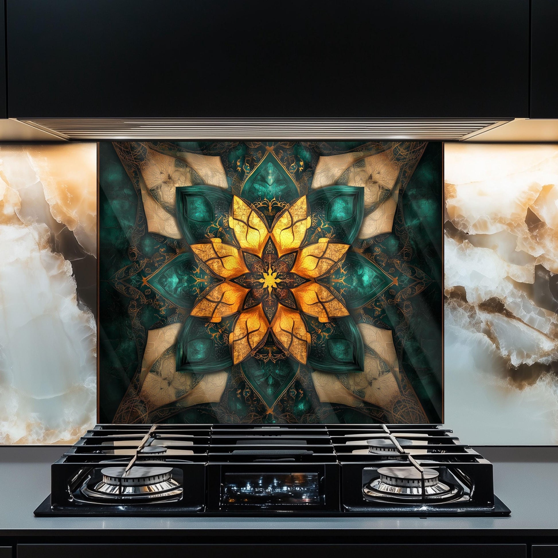 Moroccan Style Tempered Glass Kitchen Backsplash: Modern Art, Durable Protection