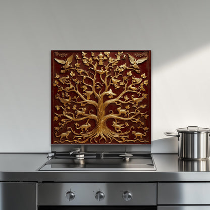 Red and Gold Glass Art