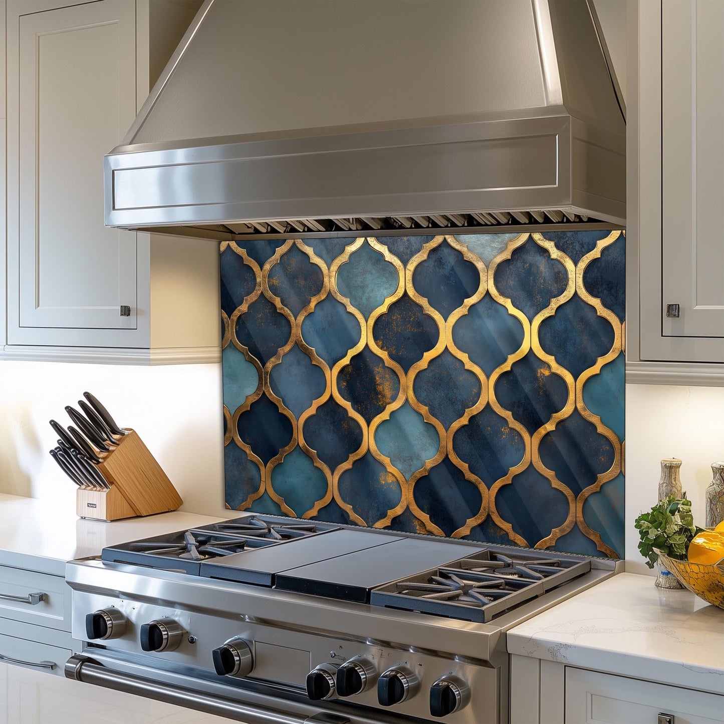Moroccan Tempered Glass Kitchen Splashback: Heat Resistant Backsplash