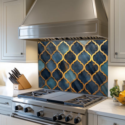 Moroccan Tempered Glass Kitchen Splashback: Heat Resistant Backsplash