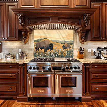 Buffalo Tempered Glass Stove Backsplash: Artistic Kitchen Splashback