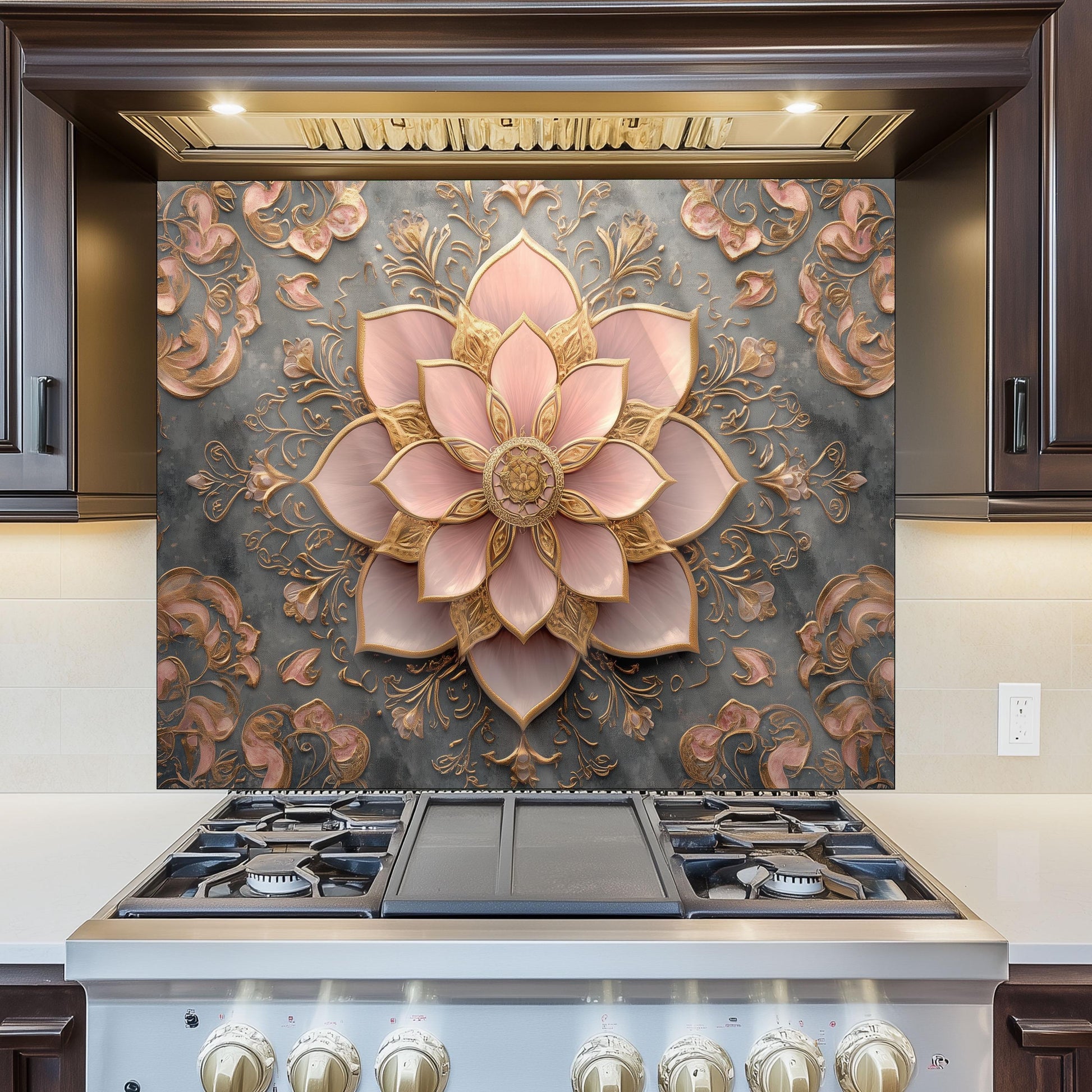 Moroccan Style Glass Backsplash, Artistic Geometric Stove Guard, Heat Resistant Easy Clean Kitchen Art