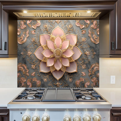 Moroccan Style Glass Backsplash, Artistic Geometric Stove Guard, Heat Resistant Easy Clean Kitchen Art